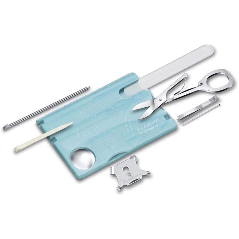 VICTORINOX Swiss Card Nail Care, 3 Colors, Nail File, Nail Polish, Glass Nail File, Equipped with Scissors, 13 Functions, Disaster Prevention, First Aid, Compact [Domestic Genuine Product]