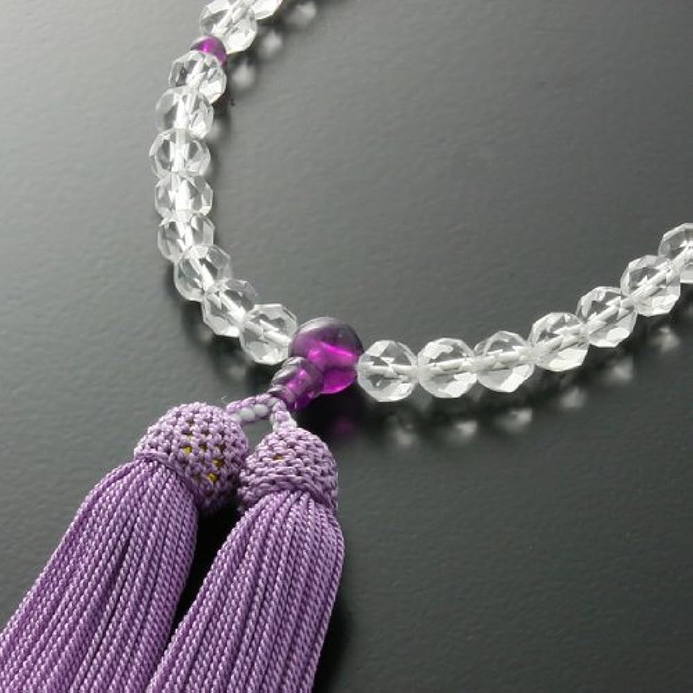 Kyoto Buddhist Altar Hayashi Prayer Beads for Women, Pure Silk, Headband, Genuine Crystal (Kirikodama), Amethyst Made [Prayer Bag Set] W-054 Kyoto Prayer Beads Can be used by all sects