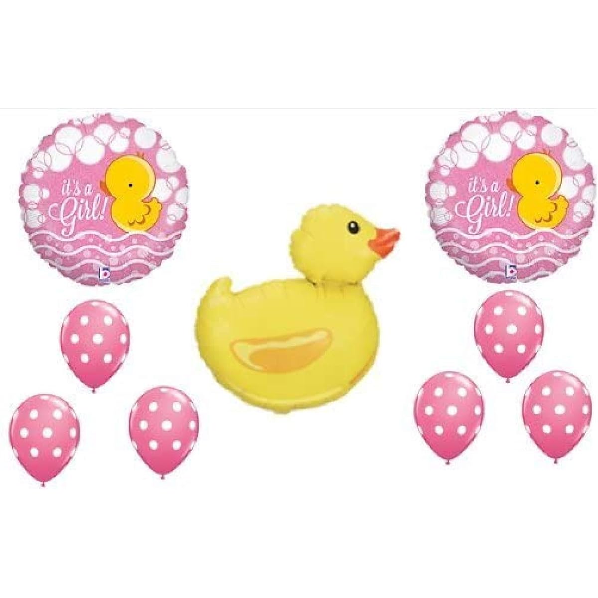 IT'S A GIRL Rubber Ducky Baby Shower Balloon Decoration Supplies Duck