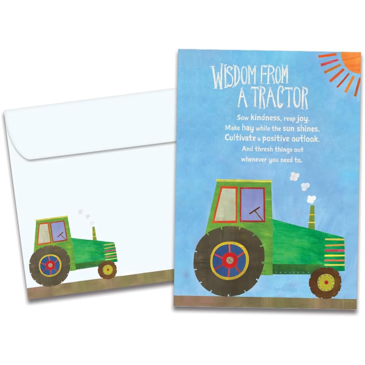 Tree-Free Greetings Birthday Greeting Card with Matching Envelope, Eco-Friendly, Made in the USA, 100% Recycled Paper, 5" x 7", Wisdom from Tractors (GO61535)