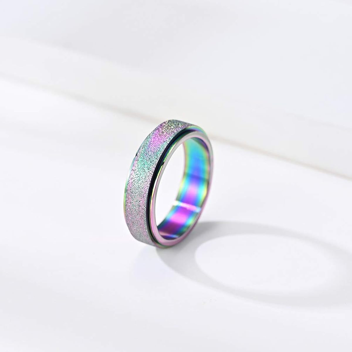 WOYNJI 3 Piece Stainless Steel Fidget Spinner Ring Women Men Wedding Band Ring Set Anxiety Stress Relief