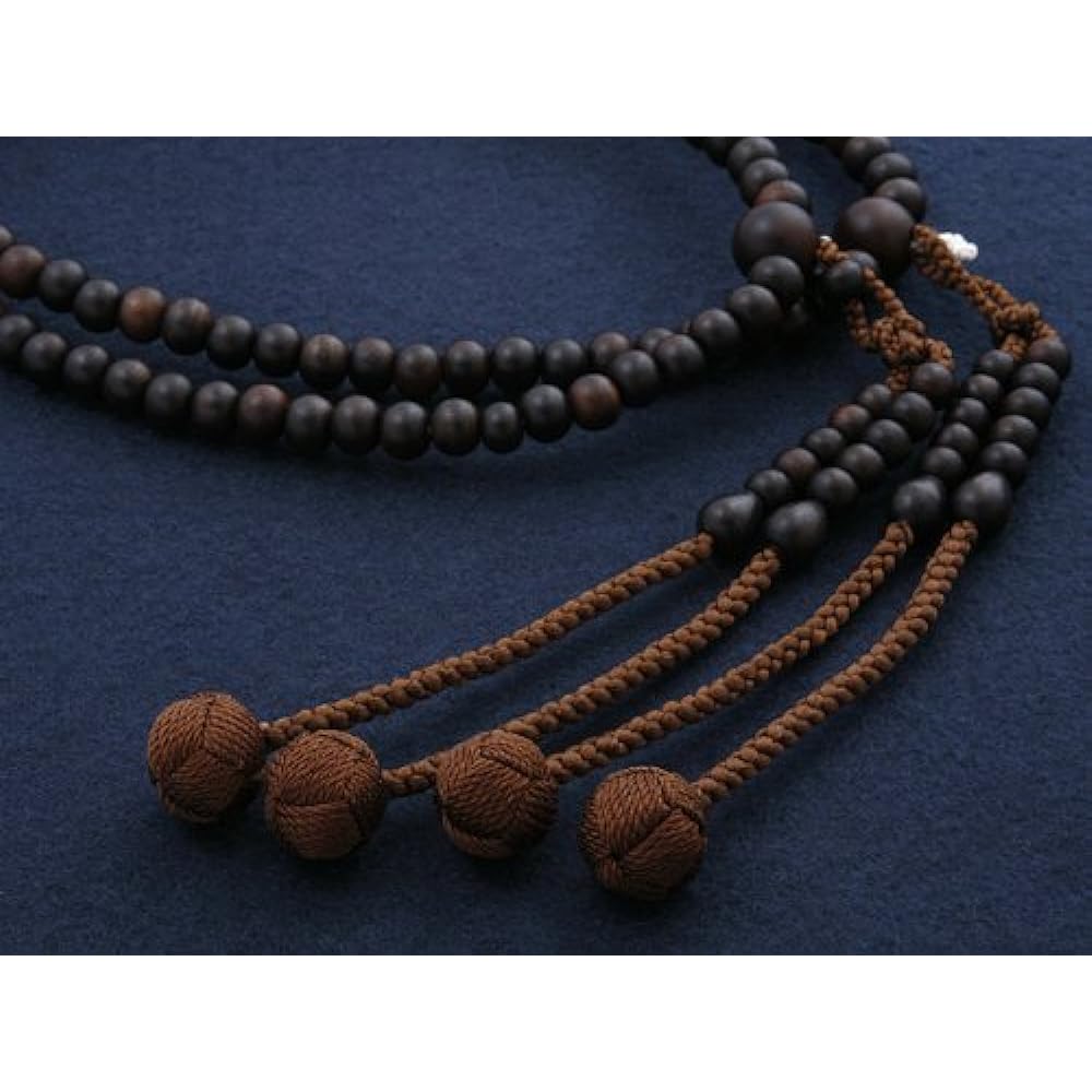 Kyoto Buddhist Altar Hayashi Prayer Beads Shingon Sect Shakuni Ebony (Unground) (For Men) Official Ceremony [Bead Bag Set] SM-032 Kyoto Prayer Beads