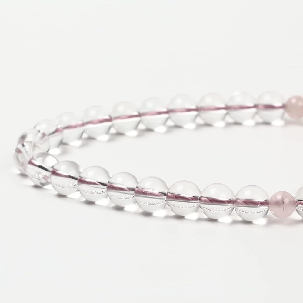 Kiho Kobo Women's Prayer Beads Kyoto Prayer Beads Crystal 8mm Beads Rose Quartz Tentama Can Be Used by All Sects One-handed Simple Pink/Pure Silk Tassel Comes in Cosmetic Box Certificate Included