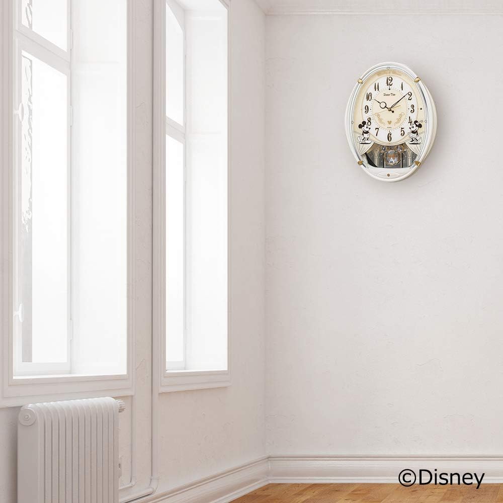 Seiko Clock Wall Clock Character Disney Mickey Mouse Minnie Mouse Radio Analog 6 Songs Melody Mickey & Friends Disney Time White Pearl FW579W