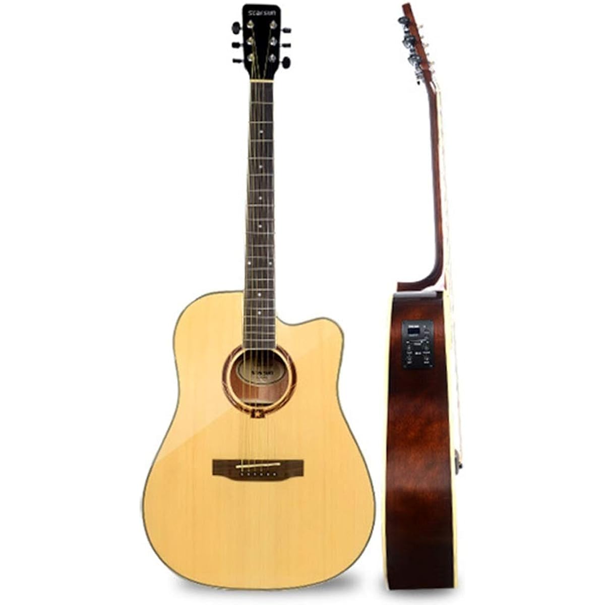 Acoustic Guitar Acoustic Guitar Solid Wood Veneer Guitar Natural Classic Guitar (Color: Natural, Size: 41 inches)