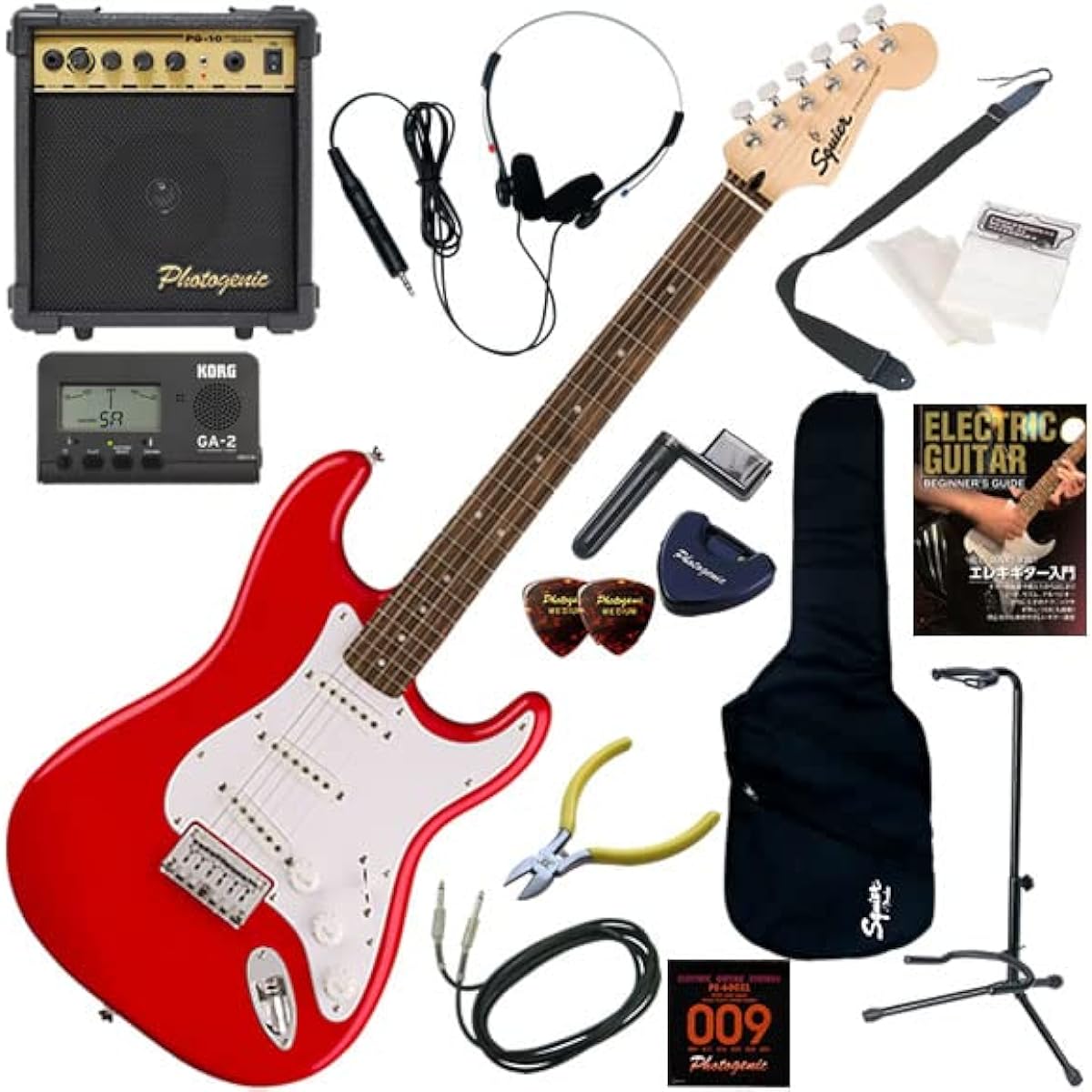Squier electric guitar for beginners, non-tremolo model, standard 15-piece set with 10w amp, Sonic Stratocaster HT/TOR (Torino Red)