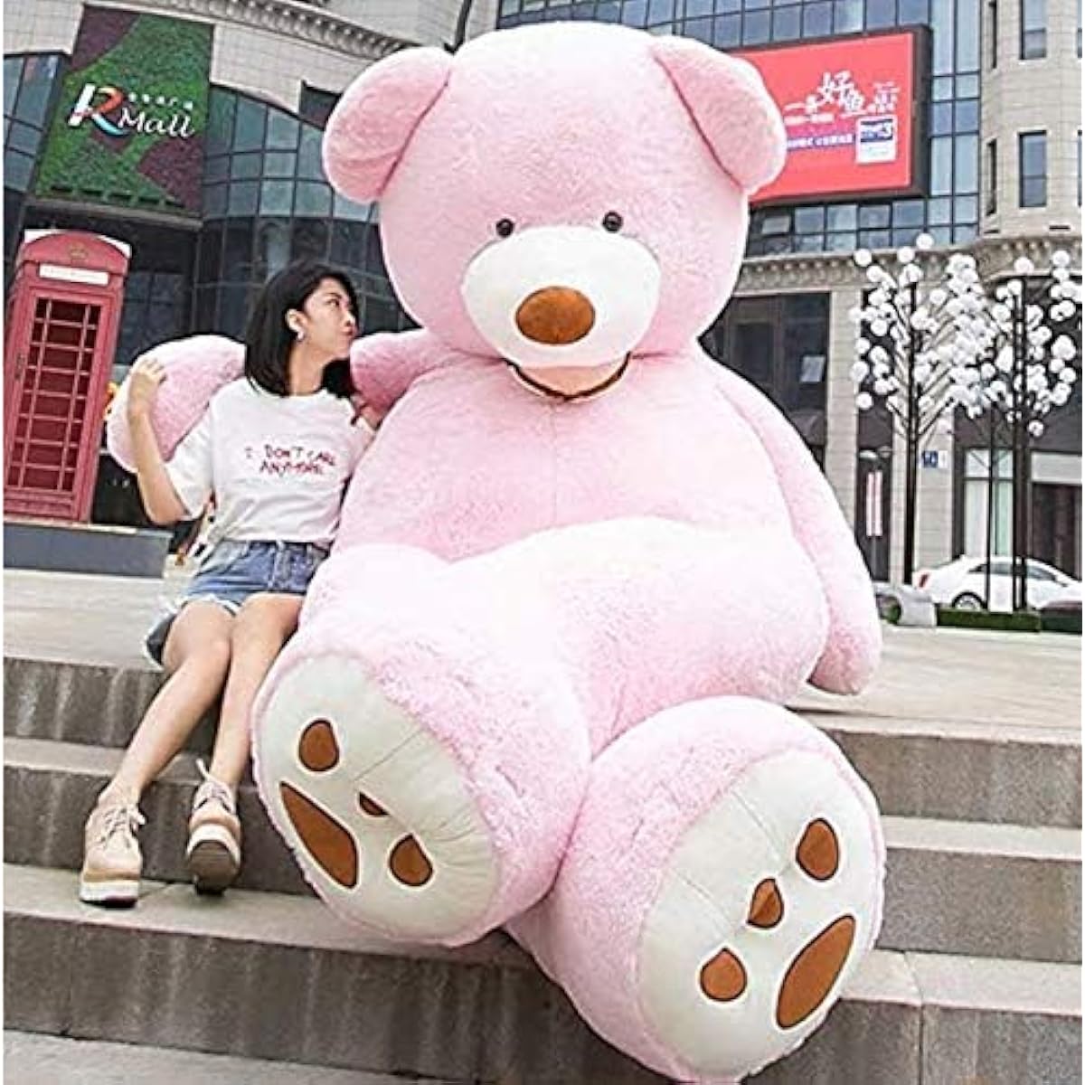 HYAKURI stuffed toy, bear, teddy bear, huggable pillow, cushion, extra large, cute, stylish, for celebrations (pink, 200cm)