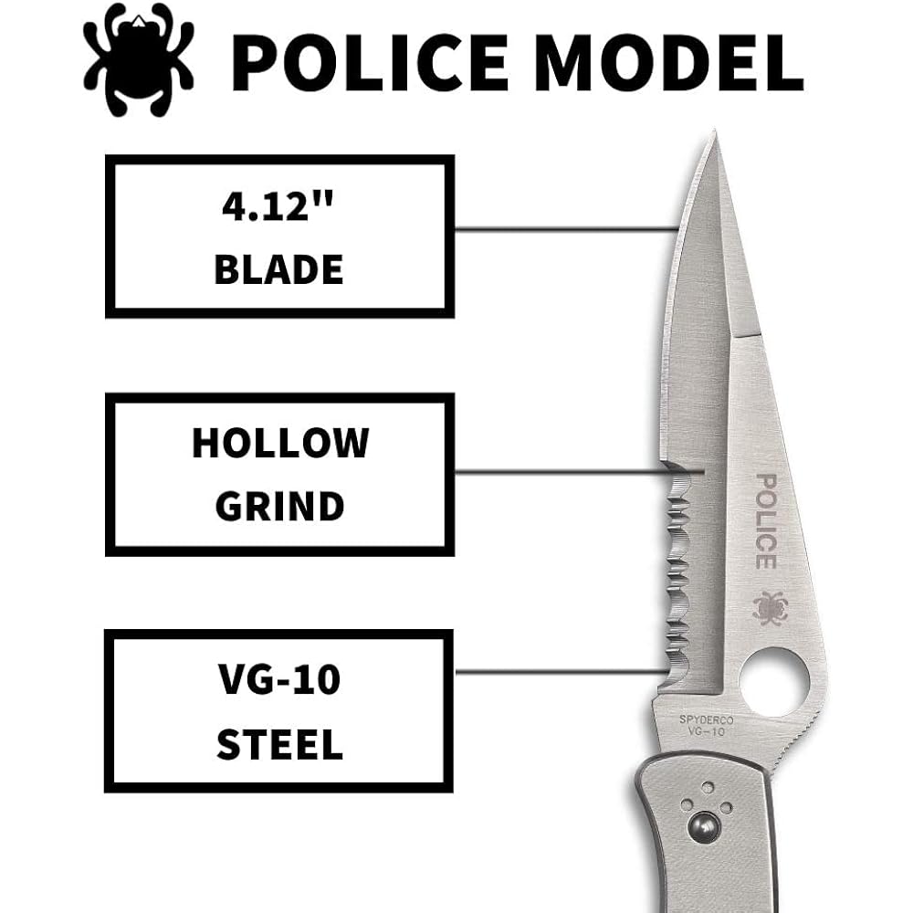 Spyderco Police Model Stainless Steel Half Wave Blade C07PS