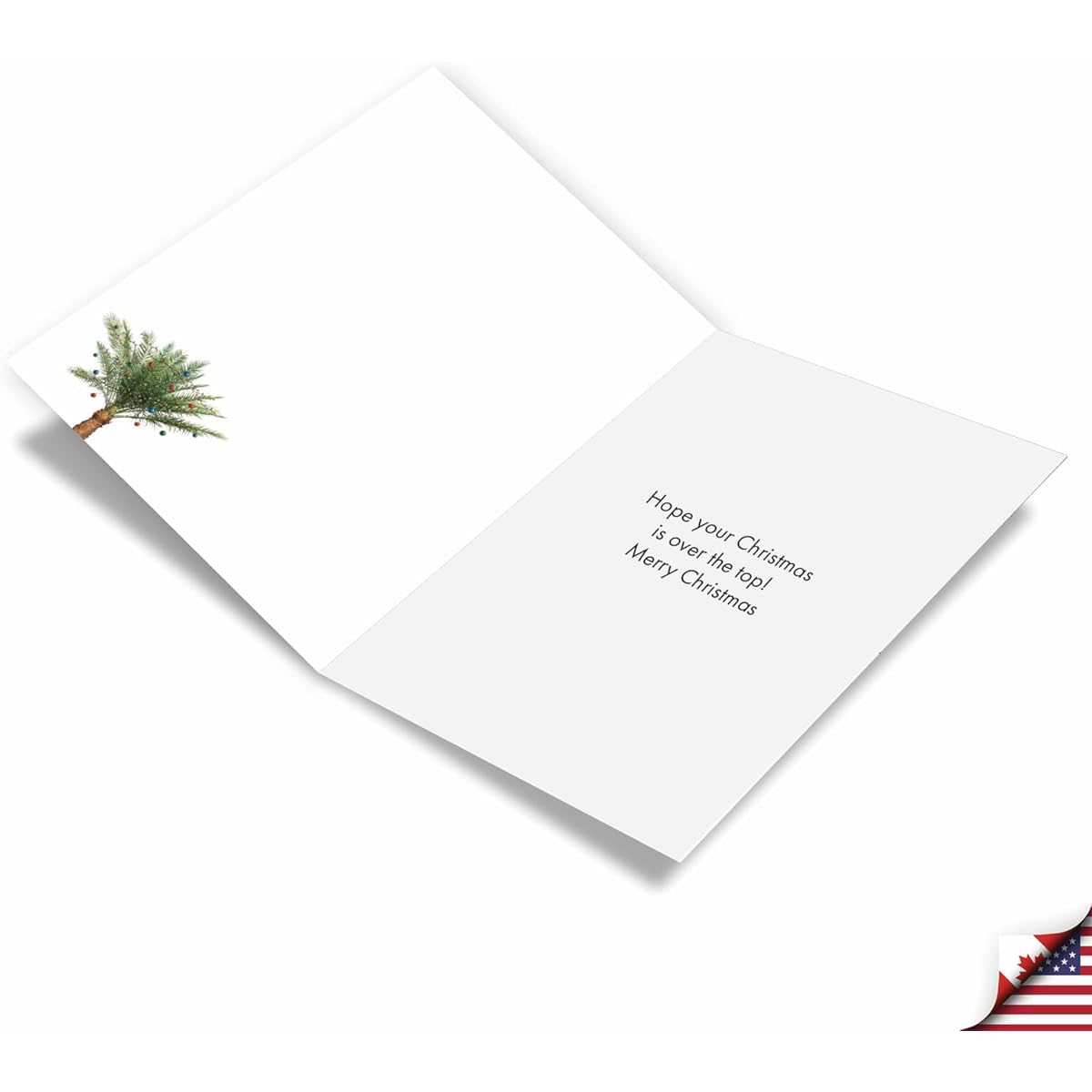 NobleWorks Christmas Paper Cards with 5" x 7" Envelopes (1 Card) Merry Christmas Holiday Tree Animals - Elephant C10323EXSG