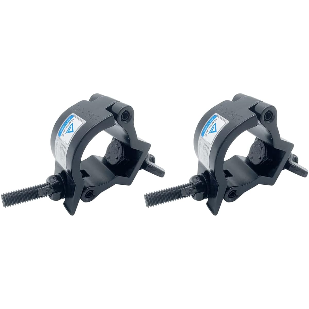 Black Quick Lighting Clamp 1.25 - 1.38" Heavy Duty Aluminum Alloy 165lb Hook Clamp for 32 - 35mm OD Pipe DJ Lighting Truss, 2 Pack