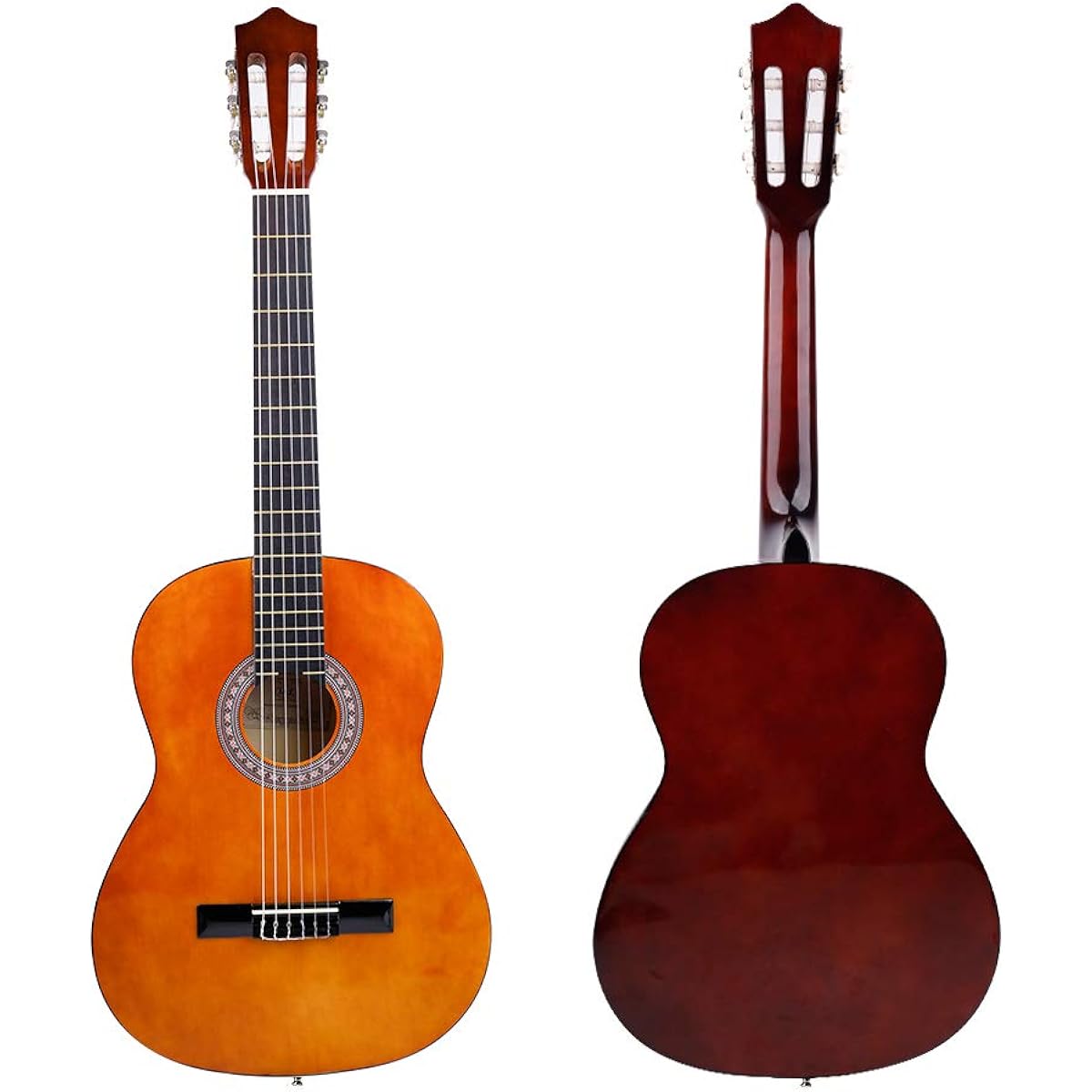 Classical guitar, 39 inches, 4/4 nylon strings, for elementary school students and adults, beginner guitar set, bag, strap, tuner, piano cloth, pick