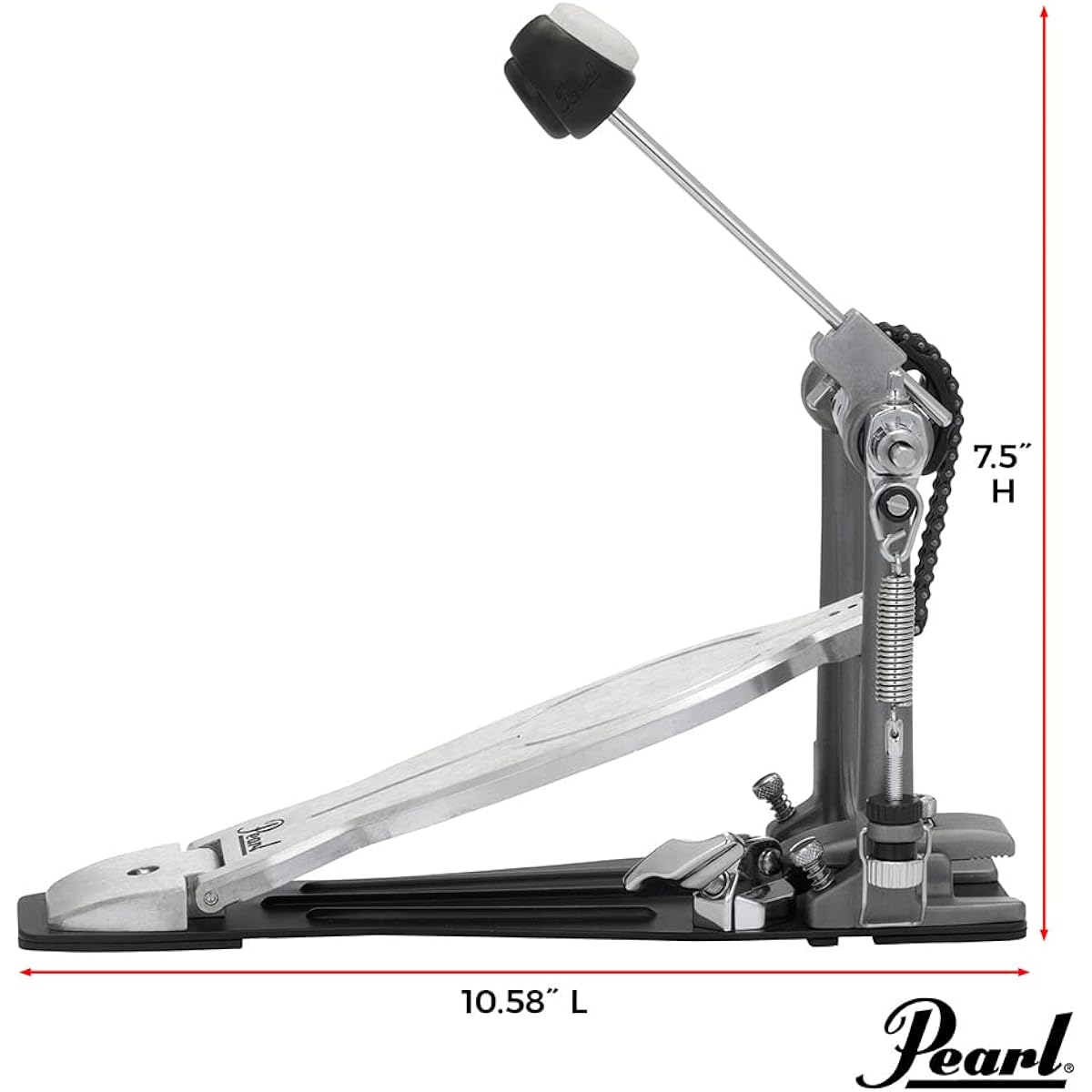Pearl Pearl Drum Single Pedal Eliminator SOLO “BLACK” Perfect Round Cam/Duo Beater P-1030