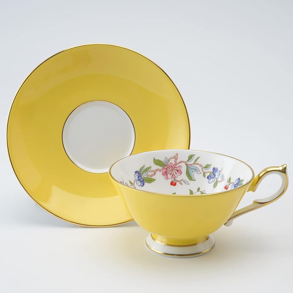 Aynsley Pen Block Tea Cup & Saucer Athens Approx. 200ml Yellow 290100708C