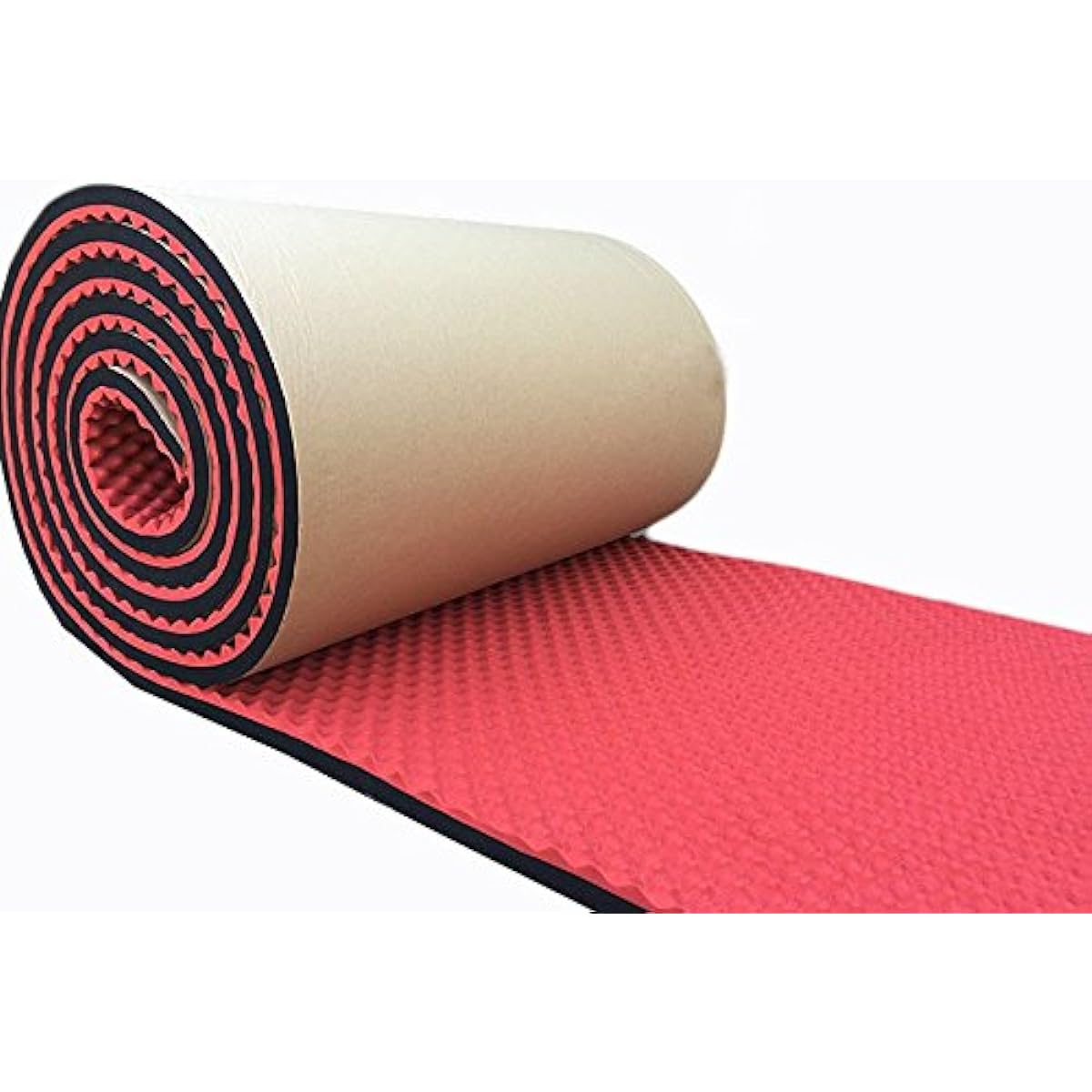 fing Wall, Sound Absorbing Material [5m roll corrugated, 50mm thick, red] Sound absorbing sponge mat, fireproof, perfect for drums, children's room soundproofing, large area of sound absorption, adhesive tape on the back, so it's easy to cut and paste.
