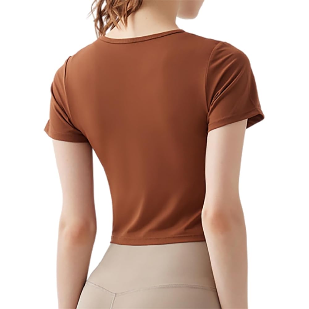 [and-L] Yoga Wear Tops, Short Sleeve, Short Length, Women's T-Shirt, Cropped Length, Body Covering, Sweat Absorbent, Quick Drying, Hot Yoga