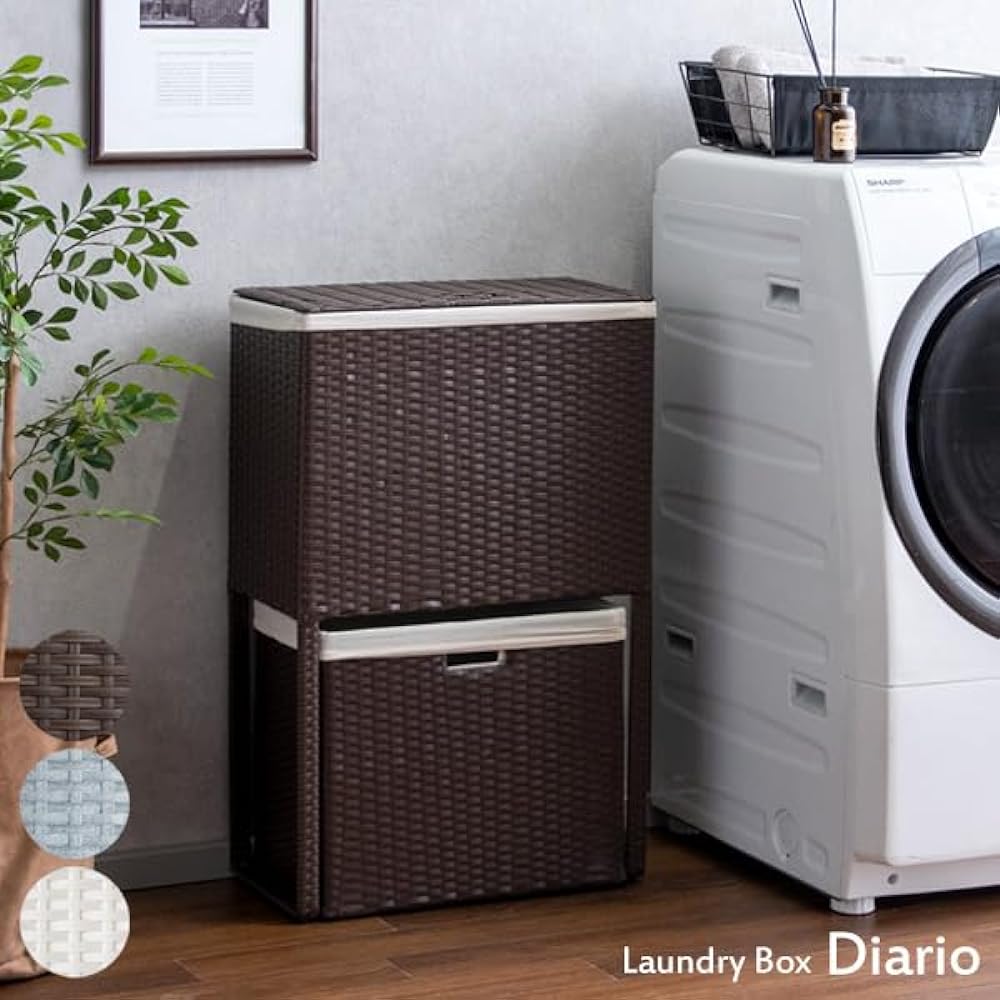 Miyatake Seisakusho Laundry Box Diario Width 50x Depth 25x Height 80cm Removable Inner Bag Hidden Casters RB-500DBR Dark Brown