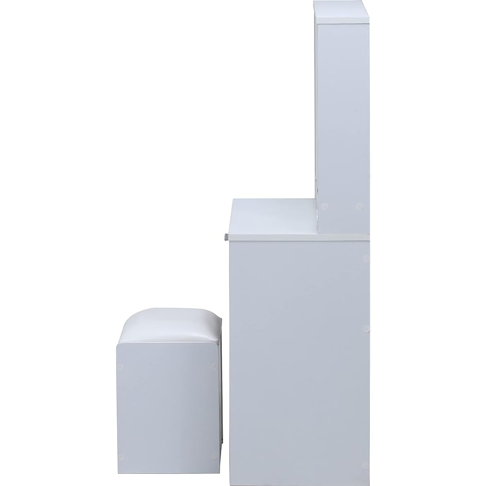 Fujiboeki Dresser Dresser Stand Width 60 x Depth 39 x Height 130 cm White Three-sided Mirror with LED Light Stool Storage 99546