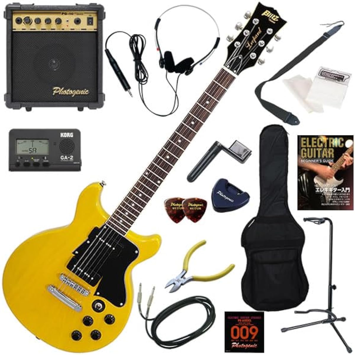 Blitz Electric Guitar Beginner's Standard 15-Piece Set with 10w Amplifier BLP-SPL/WC/YL (Yellow)