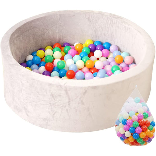 Ange Smile Ball Pool with 200 Colored Balls, Fluffy Material, Ball House, Balls for Ball Pool, Toys, Indoor Play Equipment, Play Circle, Balls, Pool, Gray