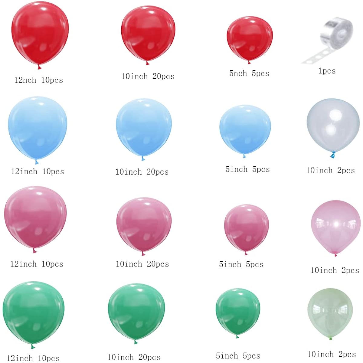 BALONAR 150pcs DIY Pink Pig Birthday Balloon Garland Kit 27/18/12/10/5 inch Latex Balloons for Kids Birthday Party Baby Shower Ceremony Anniversary Balloon Chain (Colorful)