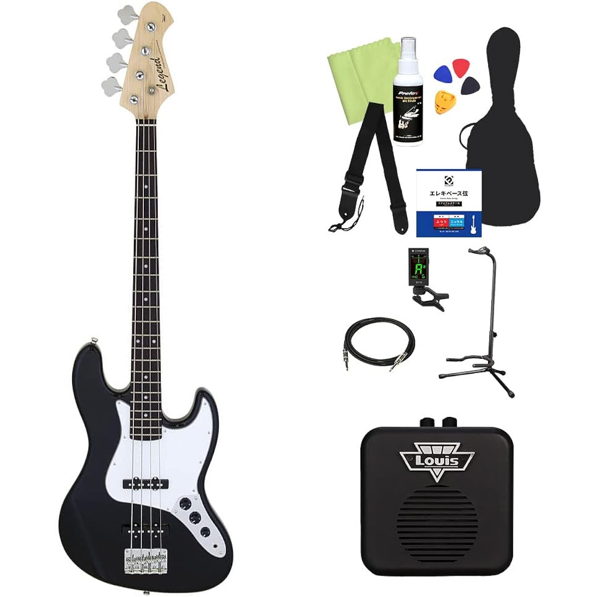 LEGEND LJB-Z Bass Beginner 12-piece Set [With Mini Amplifier] BK Jazz Bass Type Legend