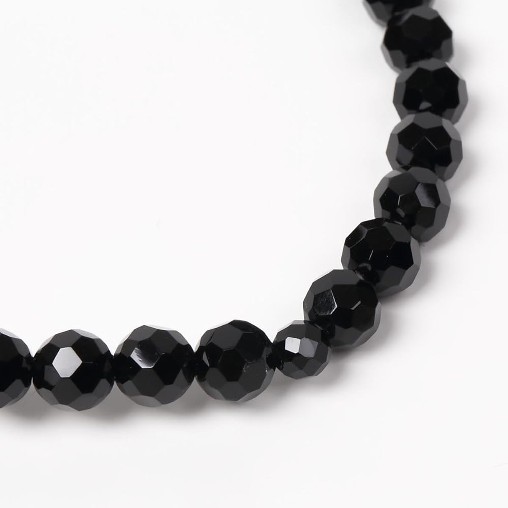 Nenjudo <Japanese Prayer Beads> Women's Luxury Natural Stone Black Onyx 48-sided Cut Handmade Prayer Beads Pure Silk Tassel (100% Silk) Domestic Prayer Beads that Can Be Used by All Sects [Long-established Prayer Bead Manufacturer Founded Over 80 Years]