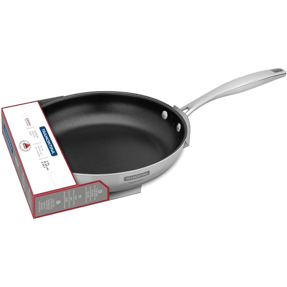 Tramontina Grano Non-Stick Frying Pan 26cm Stainless Steel Fluorine Coated All Three Layers Nonstick Dishwasher Safe Gas IH Compatible Respect for the Aged Day Housewarming Gift Made in Brazil 62155/267 TRAMONTINA