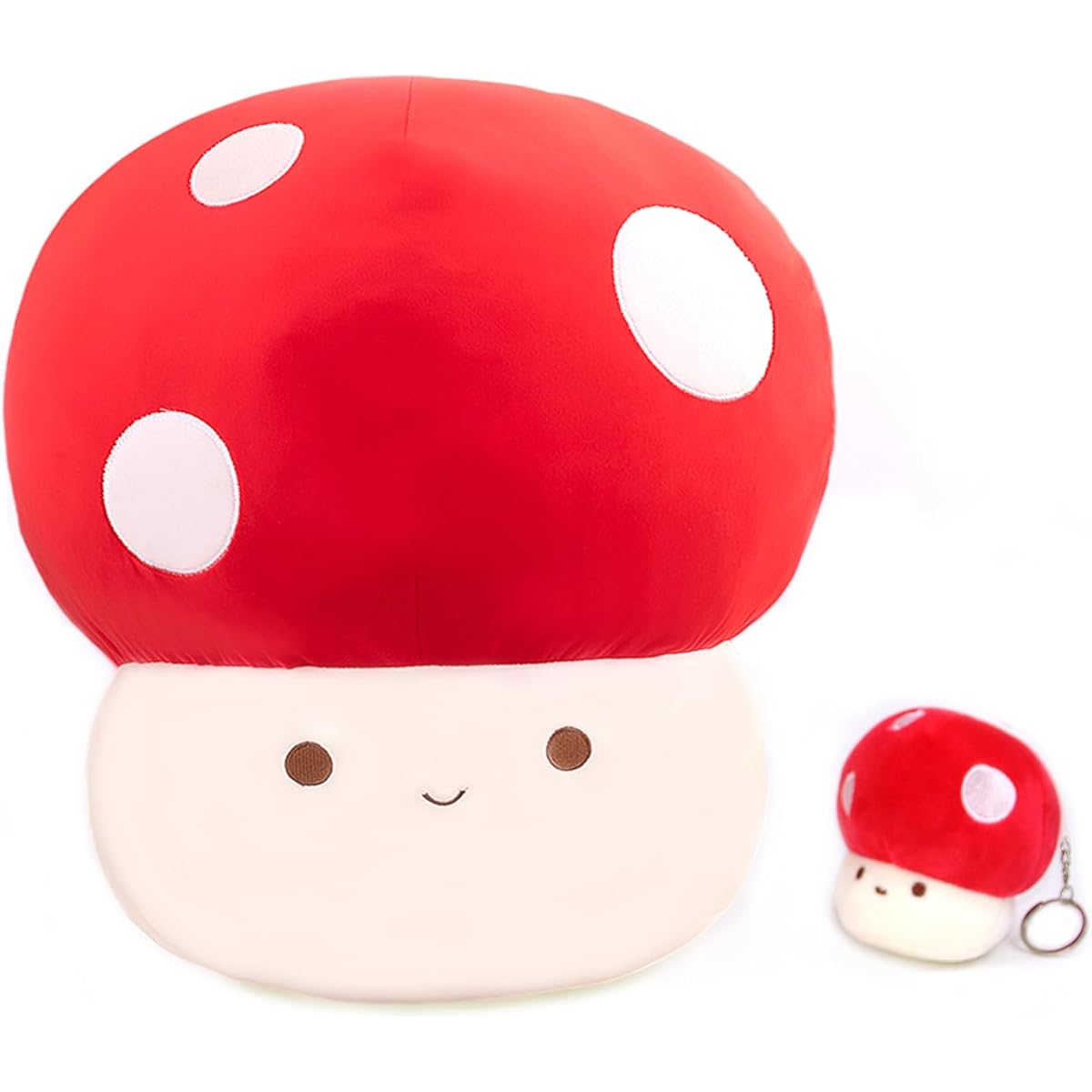 Toaje Cute Mushroom Plush Pillow, Mushroom Keychain Set, Cute Mushroom Stuffed Pillow, Perfect for Home Decoration, Gift for Boys and Girls (Red, 16 Inches)