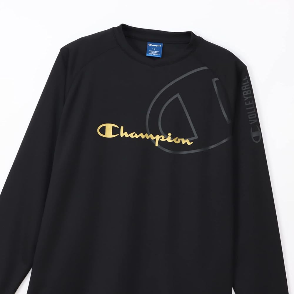 Champion C3-YV405 Men's T-Shirt, Long Sleeve, Round Neck, Antibacterial and Odor Resistant, Quick Drying, Script Logo, Long Sleeve T-Shirt, Volleyball