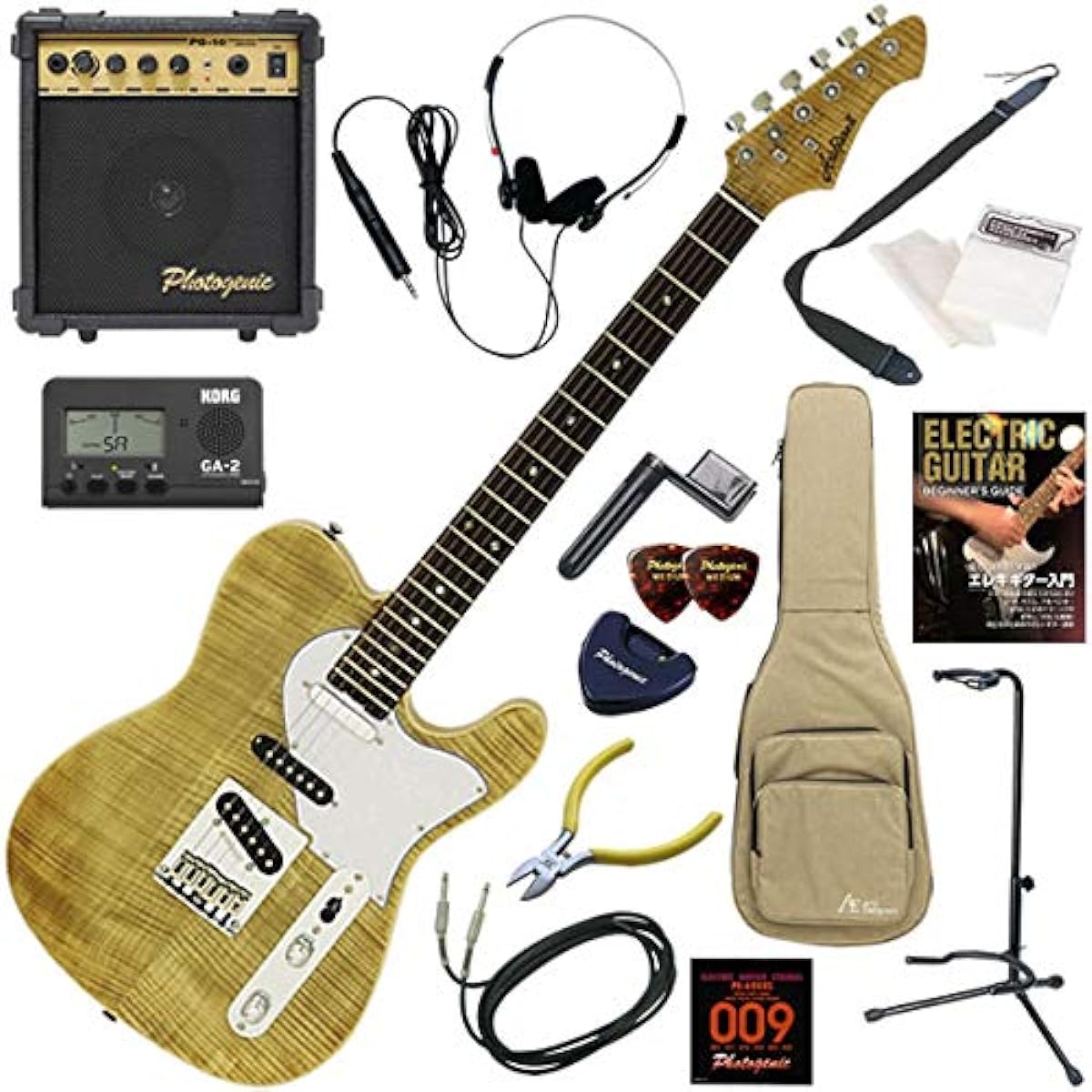 AriaPro2 Electric Guitar Beginner's Standard 15-Piece Set with 10W Amplifier 615-AE200/YG (Yellow Gold)