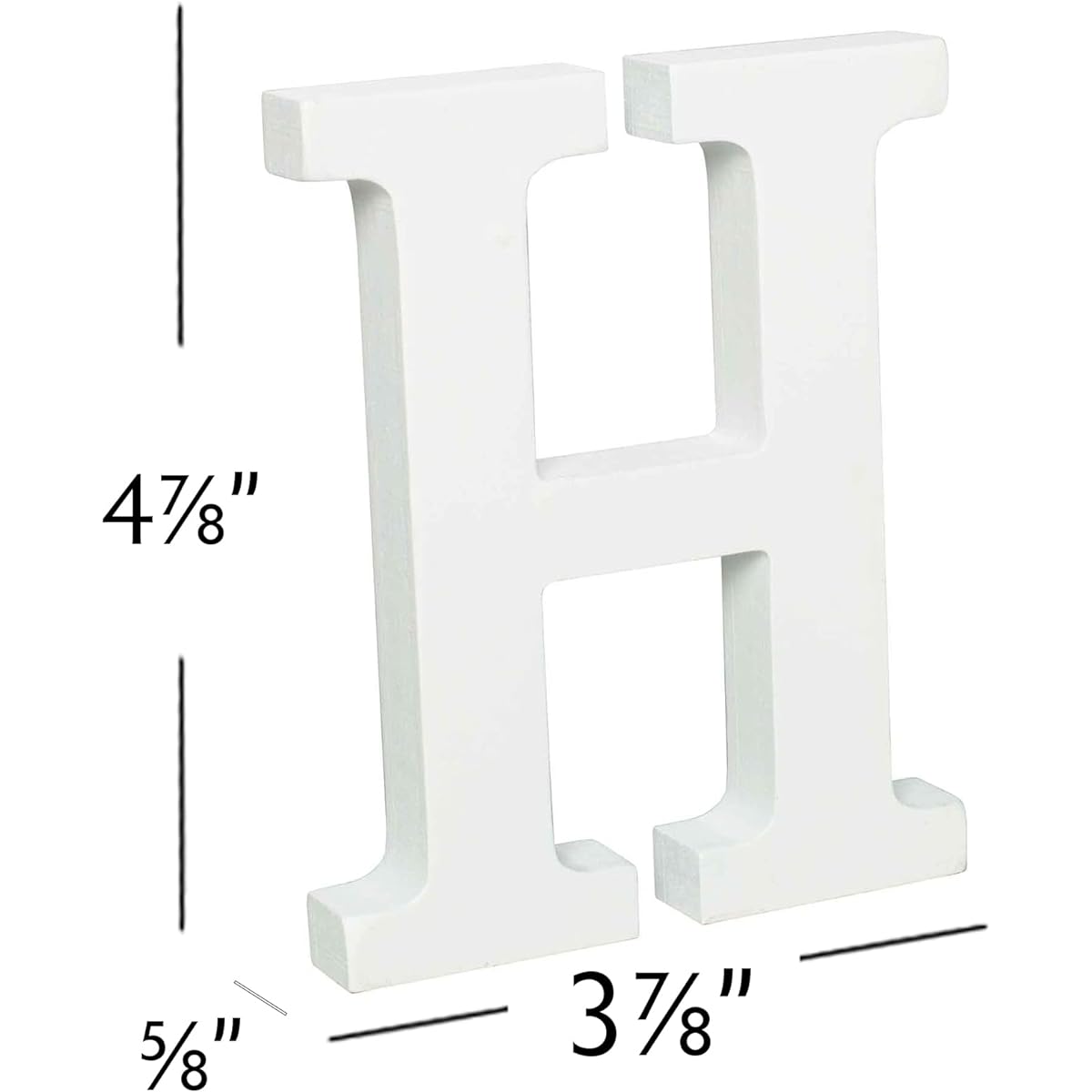 Simple Elements Decorative Wooden Letter (H) 3D White Wooden Letter Decoration for Kids Baby Name Girls Bedroom Wedding Birthday Party Home Decoration