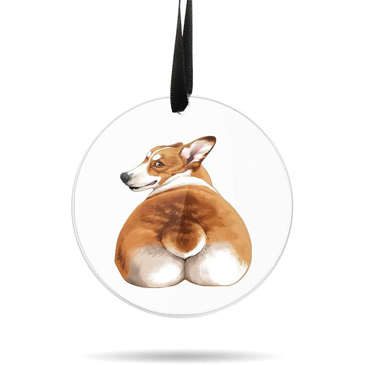 WIRESTER Hanging Ornaments for Christmas Tree Holiday Party Car Home Office Decor Large 3" Acrylic Ready to Hang Ornament Pembroke Welsh Corgi Dog Butt