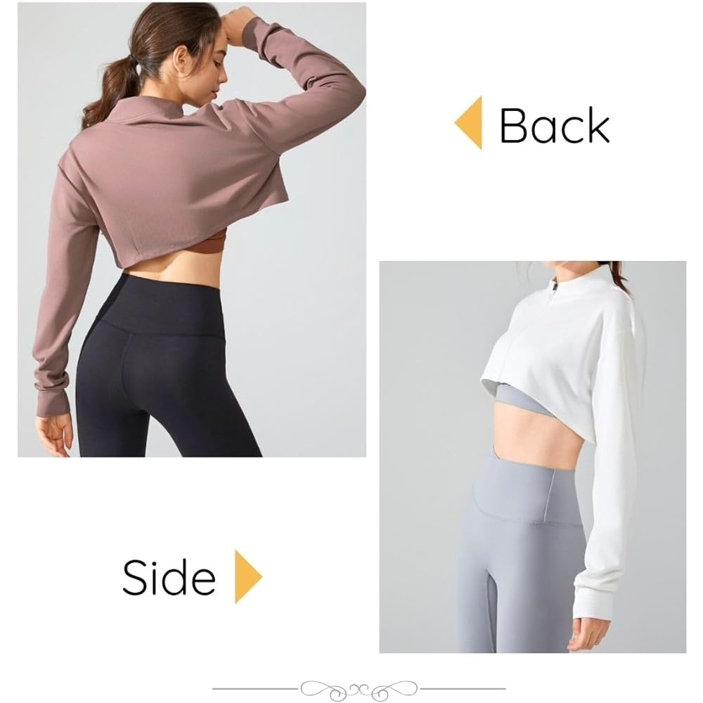 [VeroMan] Short Length Tops Long Sleeve Yoga Half Zip Dance Women's ppi-lse035