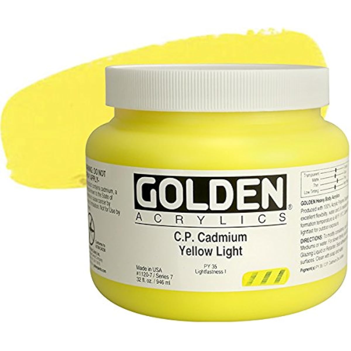 Golden Heavy Body Acrylic - C.P. Cadmium Yellow Light 32 oz Jar