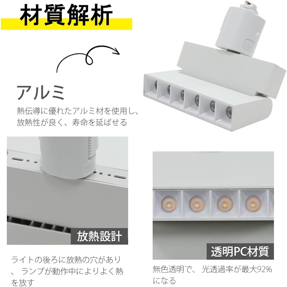 ACLARA Spotlight for Duct Rail LED Integrated Lighting, Spotlight for Lighting Rail, Light for Duct Rail, Interior Lighting, Easy to Install, Lighting Fixture, Indoor Lighting, No Bulb Required (4 Sets, 005 Clear Cover - White - Daylight White)