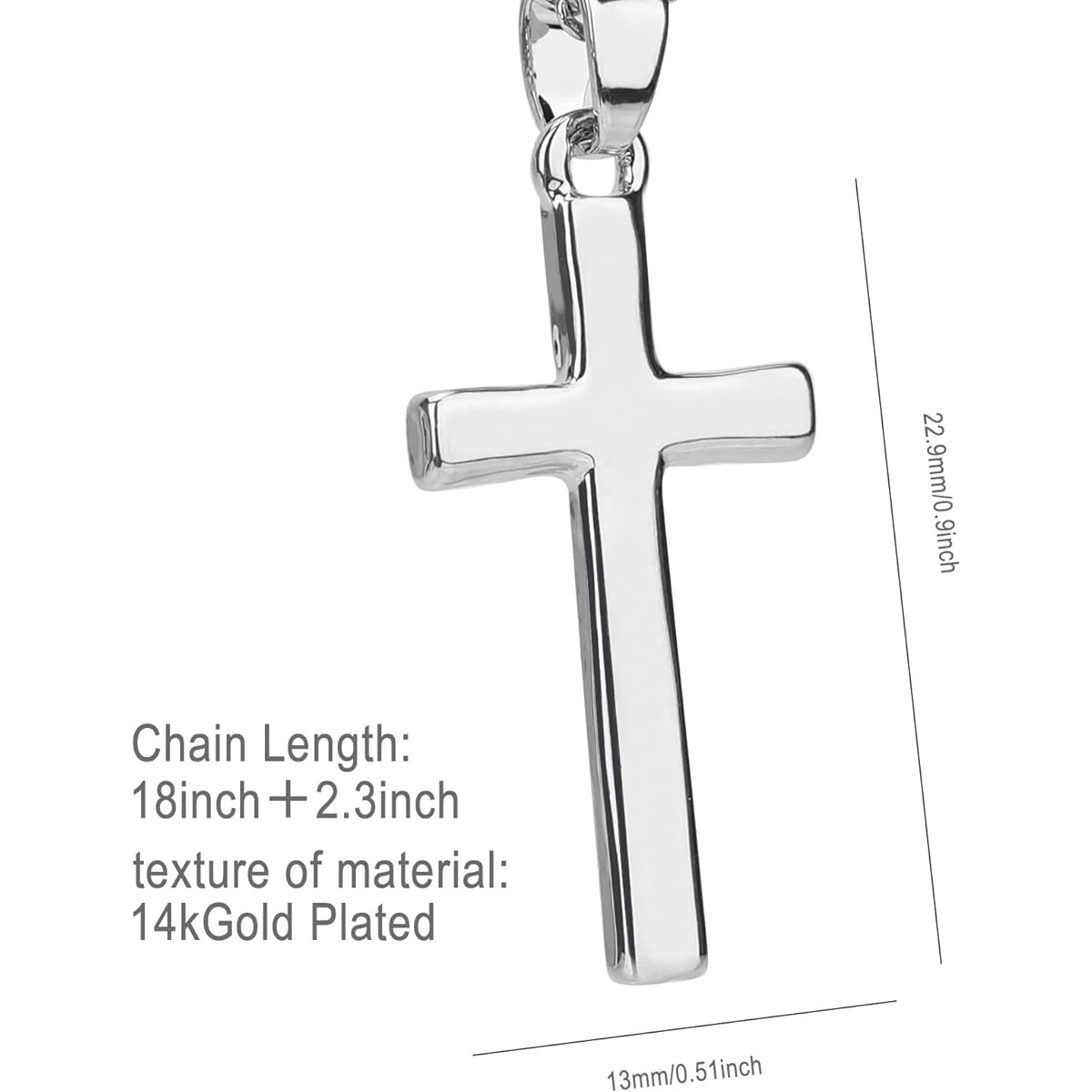 Cross Necklace, Gold Plated, No Precious Stones