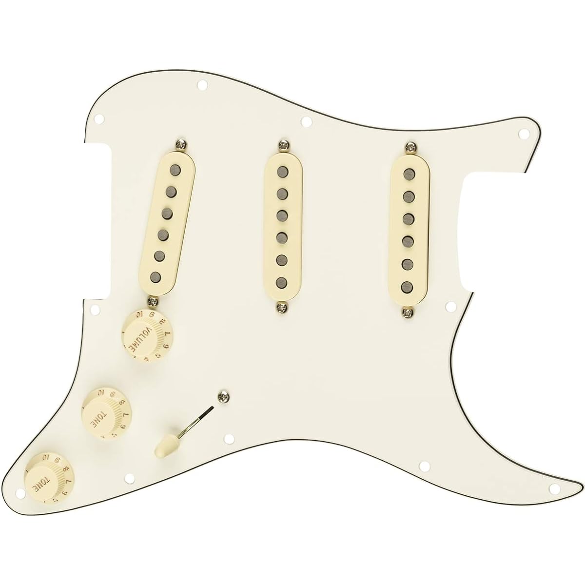 Fender Fender ◆ Pre-Wired Strat Pickguard, Tex-Mex SSS Pre-Wired Pickguard for Stratocaster Guitar Pre-Wired SSS Color: Parchment 11 Hole (0992343509) "Parallel Import Product"