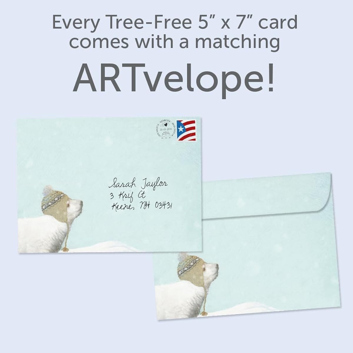 Tree-Free Greetings Holiday Greeting Cards with Matching Envelopes, Eco Friendly, Made in the USA, 100% Recycled Paper, 5" x 7", Peace, Love, Joy (GO64226)