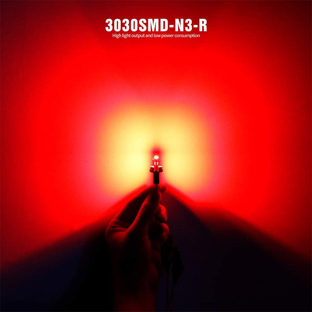 SIRIUSLED -N3 - Red 194 LED Bulbs Super Bright 3030 Chipset Car Truck Interior Dome Map Door Courtesy Marker License Plate Light Compact Wedge T10 168 2825 Pack of 10