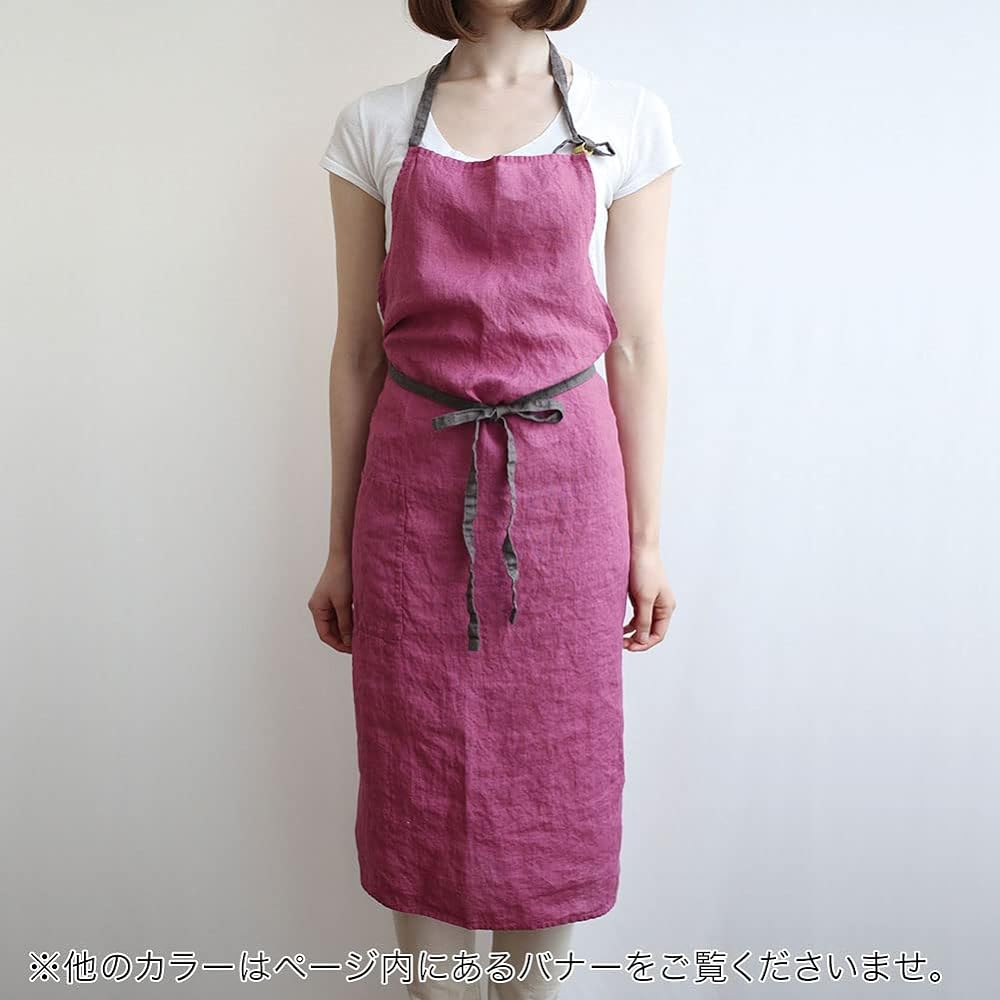 [Lino e Lina] Lino Elina Apron Full Apron Manon A266 Magenta Women's Men's Kitchen Plain Linen Hemp Simple Long Length