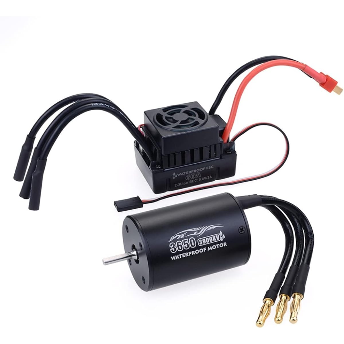 RC Brushless Motor ESC Combo: 3650 3900KV Brushless Motor and 60A ESC Combo Set Waterproof for 1/10 Remote Control Car Truck Off-Road Vehicle