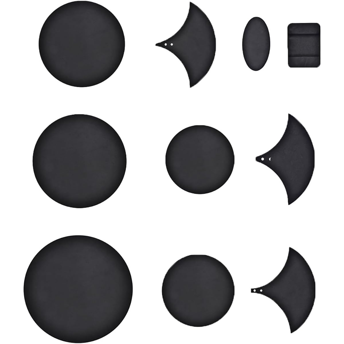 Drum Silencer Drum Practice Pad 10 Pieces Portable Silent Drum Pad Black Bass Snare Drum Sound Off Mute Silencer Set for Quiet Practice with 4 Clips