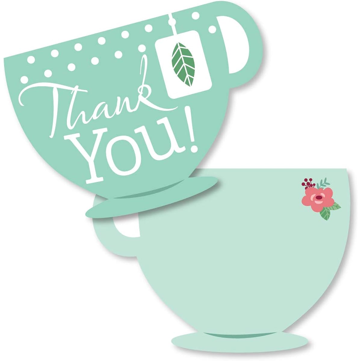 Big Dot of Happiness Floral Let's Party - Shaped Thank You Cards - Garden Tea Party Thank You Note Cards with Envelopes - Set of 12