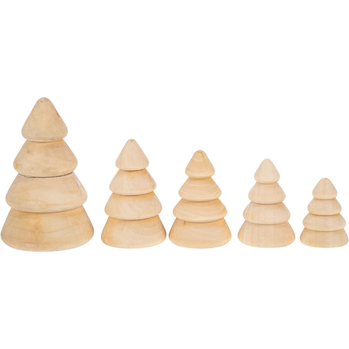 Amosfun Wooden Peg Dolls, Unfinished Wooden Pegs Christmas Tree Doll Figures DIY Painting Christmas Craft Art Peg Game Decoration 5 Pieces