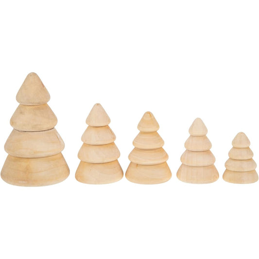 Amosfun Wooden Peg Dolls, Unfinished Wooden Pegs Christmas Tree Doll Figures DIY Painting Christmas Craft Art Peg Game Decoration 5 Pieces