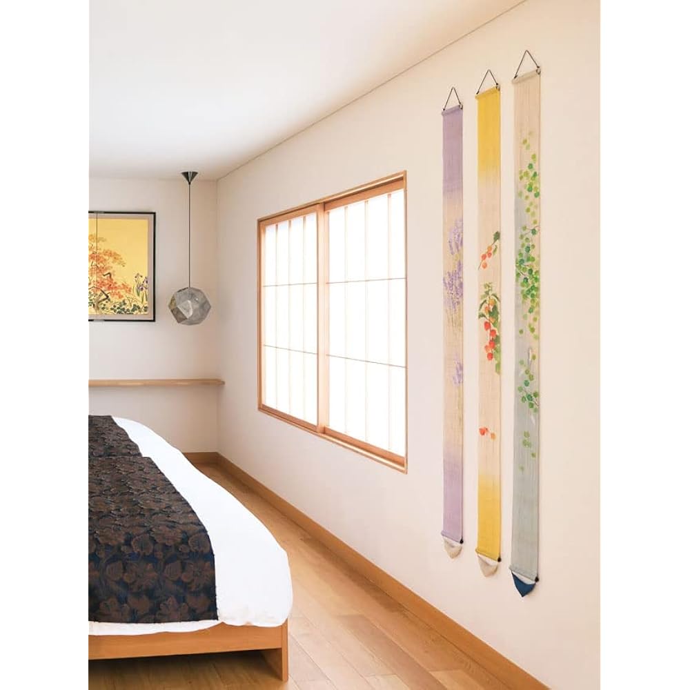 Thin Tapestry "Ayu and Autumn Leaves" 100% Linen Hand-dyed Interior Tapestry Wall Hanging Summer