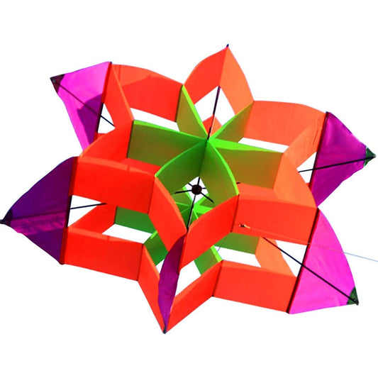 (3D Lotus) - Hengda Kite-rainbow delta kite for Kids and Adults,with Colourful Rainbow Windsock