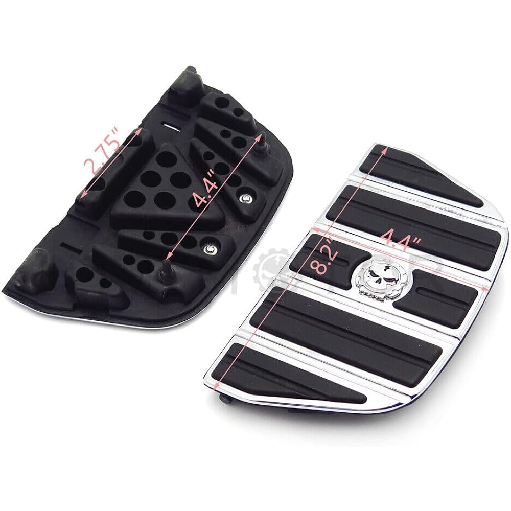 HTTMT- Chrome Gear Skull Passenger Footboard Floorboard Compatible with 87-15 Touring/86-15 Softail [P/N: MT216-069-CD-NEW]