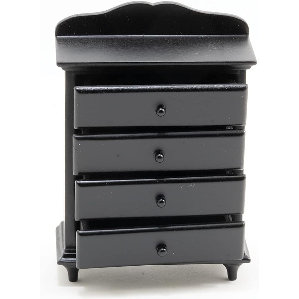 Dollhouse Miniature Black Chest with 4 Drawers