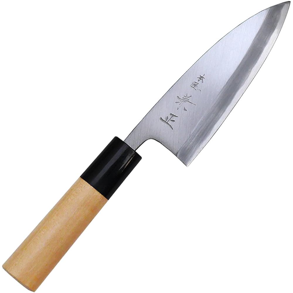 Kitamasa Honsho Kanemasa Kitchen Knife, Black handle, Western blade, 300mm, with all steel brim E21